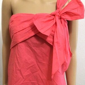 SUN SALE   J. Crew NWT Wildflower Pink One Shoulder Large Bow Blouse Size 4